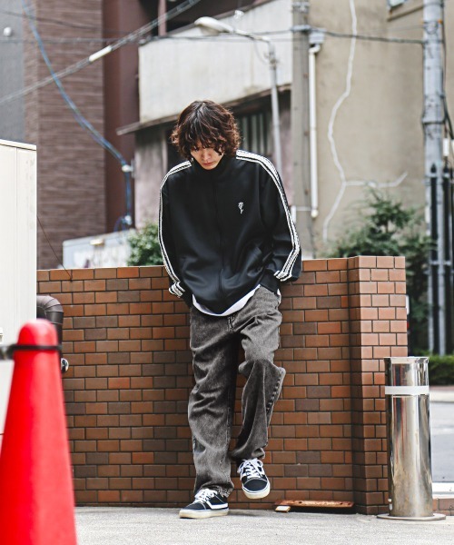 新品ワイドレッグデニムパンツ バギーパンツストリートファッション 膝ZIP ワイドバギーパンツ / Knee ZIP Wide Baggy Pants（デニム