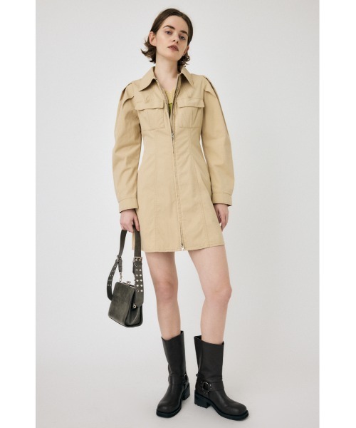 MOUSSY（マウジー）の「PATCH POCKET ZIPUP ワンピース（ワンピース・レディース・ライトブラック/バーガンディー/ライトベージュ・1/2）」の7枚目の写真