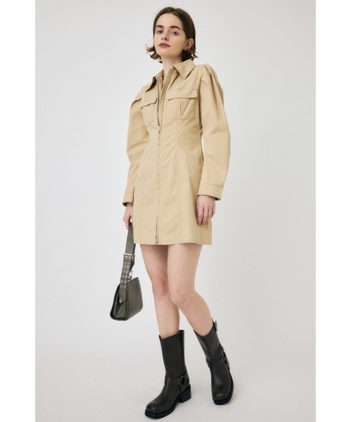 MOUSSY（マウジー）の「PATCH POCKET ZIPUP ワンピース（ワンピース・レディース・ライトブラック/バーガンディー/ライトベージュ・1/2）」の8枚目の写真