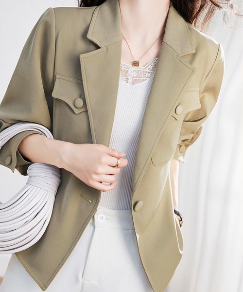 Miniministore(ミニミニストア)の「テーラージャケット レディース 春(その他アウター・レディース・ブラック/ベージュ・M/L)」の18枚目の写真