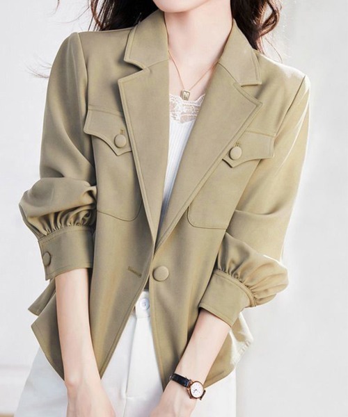 Miniministore(ミニミニストア)の「テーラージャケット レディース 春(その他アウター・レディース・ブラック/ベージュ・M/L)」の4枚目の写真