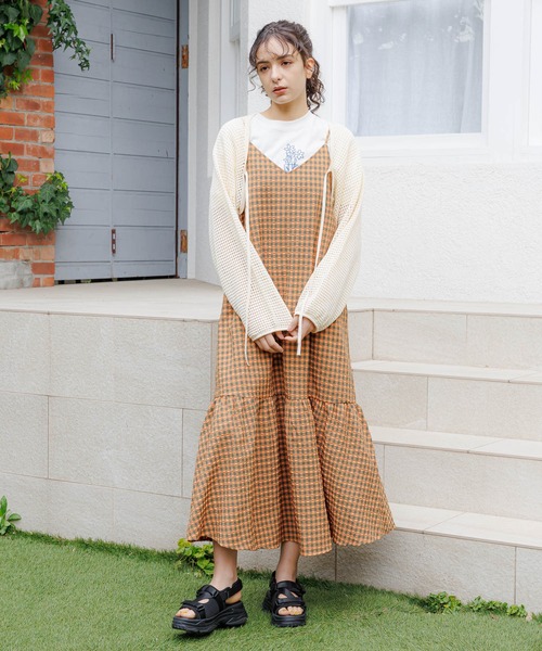 パドカレ✽コットンラミーチェックワンピース pas de calais SPRING/SUMMER 2025 ・コットンラミーヘンプ