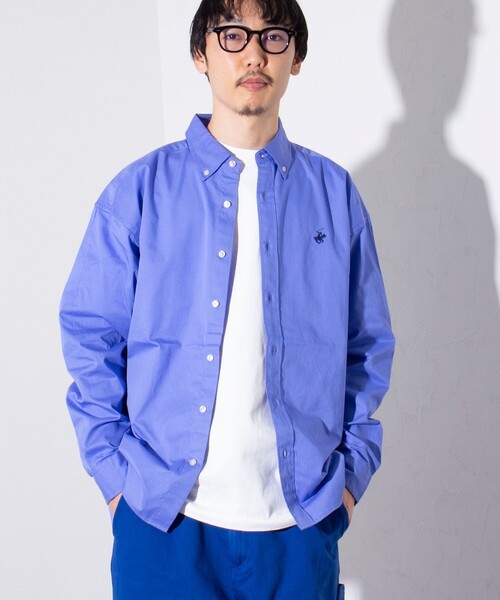 BEVERLY HILLS POLO CLUB(ビバリーヒルズポロクラブ)の「【BEVERLY HILLS POLO CLUB/ビバリーヒルズポロクラブ】スタンダードB.Dシャツ (無地/ストライプ)(シャツ/ブラウス・メンズ・オフホワイト/ネイビー/グリーン系その他3/イエロー/ホワイト系その他4/ホワイト系その他5/サックスブルー/インディゴブルー・M/L/XL)」の6枚目の写真