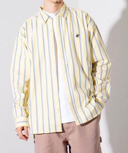 BEVERLY HILLS POLO CLUB(ビバリーヒルズポロクラブ)の「【BEVERLY HILLS POLO CLUB/ビバリーヒルズポロクラブ】スタンダードB.Dシャツ (無地/ストライプ)(シャツ/ブラウス・メンズ・オフホワイト/ネイビー/グリーン系その他3/イエロー/ホワイト系その他4/ホワイト系その他5/サックスブルー/インディゴブルー・M/L/XL)」の8枚目の写真