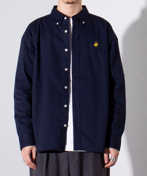 BEVERLY HILLS POLO CLUB(ビバリーヒルズポロクラブ)の「【BEVERLY HILLS POLO CLUB/ビバリーヒルズポロクラブ】スタンダードB.Dシャツ (無地/ストライプ)(シャツ/ブラウス・メンズ・オフホワイト/ネイビー/グリーン系その他3/イエロー/ホワイト系その他4/ホワイト系その他5/サックスブルー/インディゴブルー・M/L/XL)」の15枚目の写真