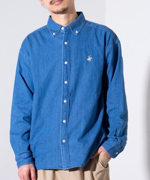 BEVERLY HILLS POLO CLUB(ビバリーヒルズポロクラブ)の「【BEVERLY HILLS POLO CLUB/ビバリーヒルズポロクラブ】スタンダードB.Dシャツ (無地/ストライプ)(シャツ/ブラウス・メンズ・オフホワイト/ネイビー/グリーン系その他3/イエロー/ホワイト系その他4/ホワイト系その他5/サックスブルー/インディゴブルー・M/L/XL)」の17枚目の写真