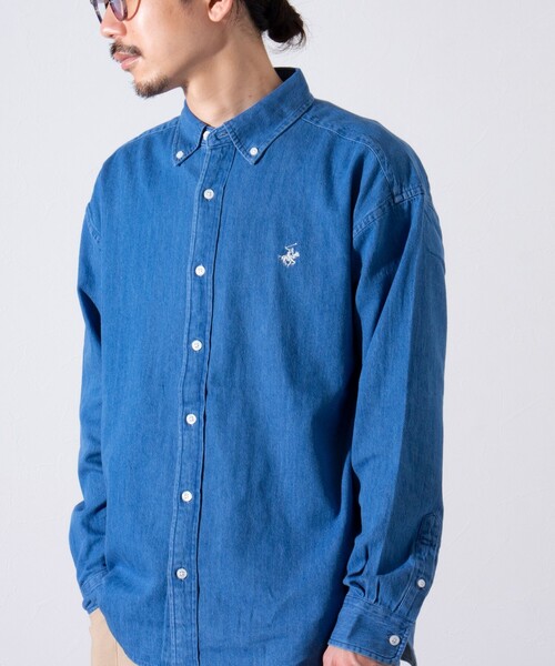 BEVERLY HILLS POLO CLUB(ビバリーヒルズポロクラブ)の「【BEVERLY HILLS POLO CLUB/ビバリーヒルズポロクラブ】スタンダードB.Dシャツ (無地/ストライプ)(シャツ/ブラウス・メンズ・オフホワイト/ネイビー/グリーン系その他3/イエロー/ホワイト系その他4/ホワイト系その他5/サックスブルー/インディゴブルー・M/L/XL)」の19枚目の写真