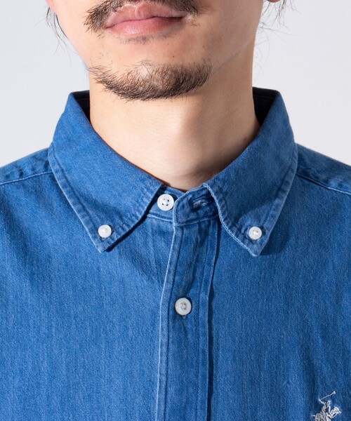 BEVERLY HILLS POLO CLUB(ビバリーヒルズポロクラブ)の「【BEVERLY HILLS POLO CLUB/ビバリーヒルズポロクラブ】スタンダードB.Dシャツ (無地/ストライプ)(シャツ/ブラウス・メンズ・オフホワイト/ネイビー/グリーン系その他3/イエロー/ホワイト系その他4/ホワイト系その他5/サックスブルー/インディゴブルー・M/L/XL)」の20枚目の写真