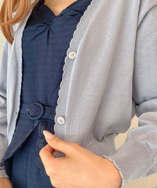 F i.n.t（フィント）の「【新色追加】ガラス風クリアフラワー釦UVカットニットカーディガン/F&A/fint（カーディガン/ボレロ・レディース・ミント/オフホワイト/ブルーグレー/ライトピンク/ネイビー・FREE）」の18枚目の写真