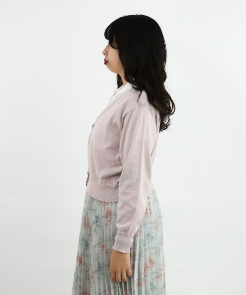 F i.n.t（フィント）の「【新色追加】ガラス風クリアフラワー釦UVカットニットカーディガン/F&A/fint（カーディガン/ボレロ・レディース・ミント/オフホワイト/ブルーグレー/ライトピンク/ネイビー・FREE）」の12枚目の写真