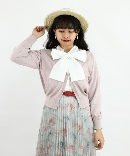 F i.n.t（フィント）の「【新色追加】ガラス風クリアフラワー釦UVカットニットカーディガン/F&A/fint（カーディガン/ボレロ・レディース・ミント/オフホワイト/ブルーグレー/ライトピンク/ネイビー・FREE）」の13枚目の写真