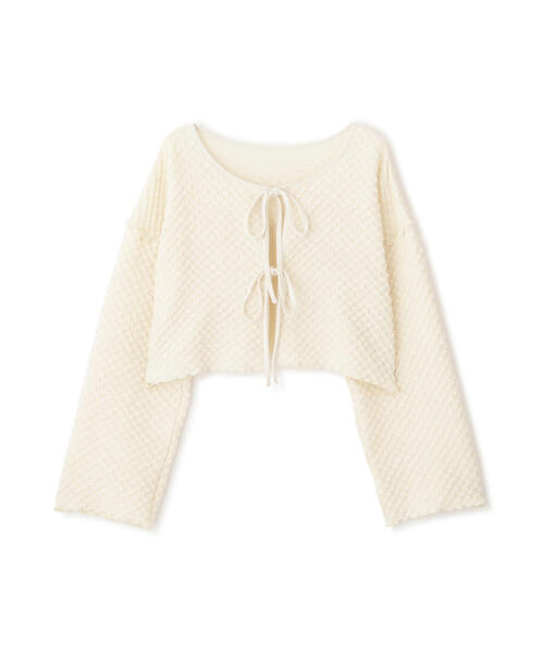 FREE'S MART（フリーズマート）の「◇前後2WAYぽこぽこリボンカーディガン（カーディガン/ボレロ・レディース・ホワイト/イエロー/ブルー・FREE）」の4枚目の写真