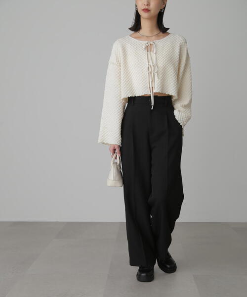 FREE'S MART（フリーズマート）の「◇前後2WAYぽこぽこリボンカーディガン（カーディガン/ボレロ・レディース・ホワイト/イエロー/ブルー・FREE）」の10枚目の写真