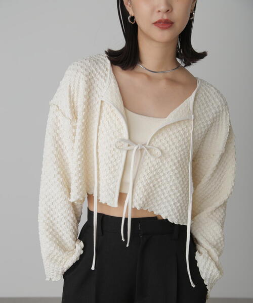 FREE'S MART（フリーズマート）の「◇前後2WAYぽこぽこリボンカーディガン（カーディガン/ボレロ・レディース・ホワイト/イエロー/ブルー・FREE）」の12枚目の写真