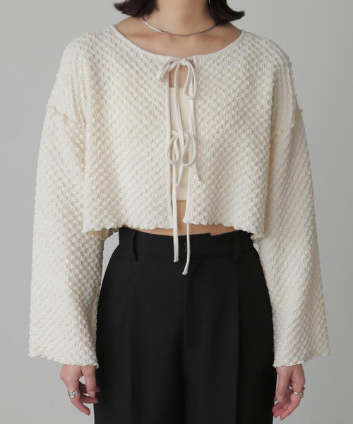 FREE'S MART（フリーズマート）の「◇前後2WAYぽこぽこリボンカーディガン（カーディガン/ボレロ・レディース・ホワイト/イエロー/ブルー・FREE）」の14枚目の写真