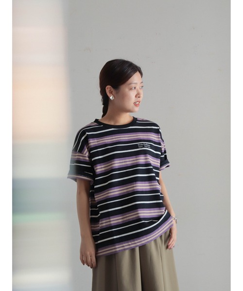 セール】ランダムボーダー クルーネックTEE（Tシャツ/カットソー