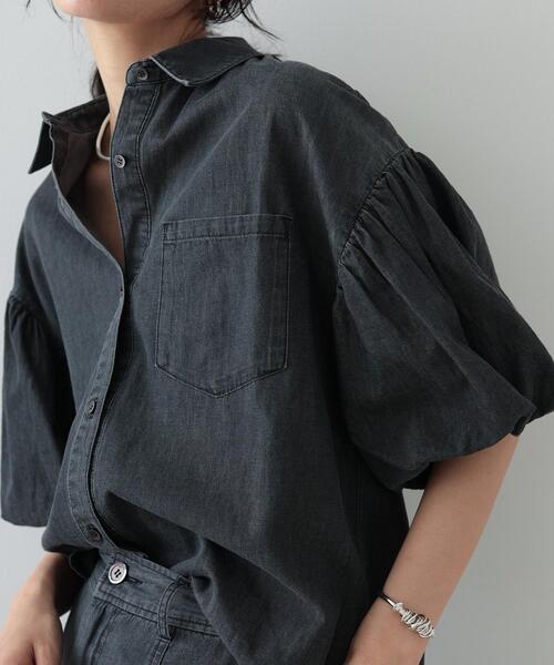 GALLEST（ギャレスト）の「◆ダンガリーボリュームスリーブシャツ（シャツ/ブラウス・レディース・チャコールグレー/サックスブルー・38）」の9枚目の写真