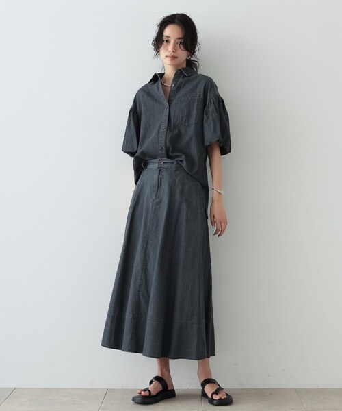 GALLEST（ギャレスト）の「◆ダンガリーボリュームスリーブシャツ（シャツ/ブラウス・レディース・チャコールグレー/サックスブルー・38）」の10枚目の写真