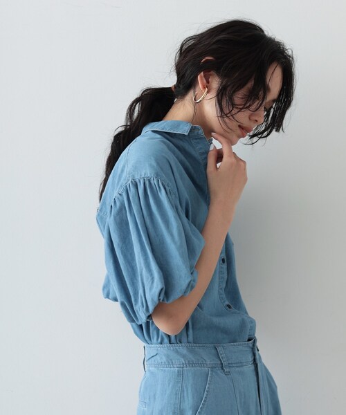 GALLEST（ギャレスト）の「◆ダンガリーボリュームスリーブシャツ（シャツ/ブラウス・レディース・チャコールグレー/サックスブルー・38）」の12枚目の写真
