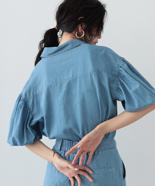 GALLEST（ギャレスト）の「◆ダンガリーボリュームスリーブシャツ（シャツ/ブラウス・レディース・チャコールグレー/サックスブルー・38）」の3枚目の写真