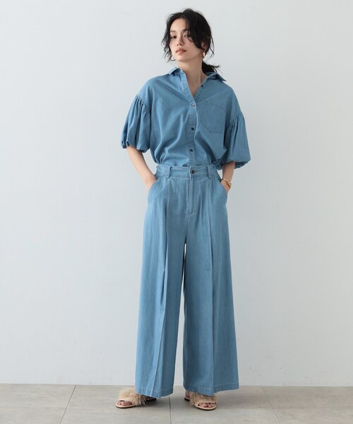 GALLEST（ギャレスト）の「◆ダンガリーボリュームスリーブシャツ（シャツ/ブラウス・レディース・チャコールグレー/サックスブルー・38）」の6枚目の写真