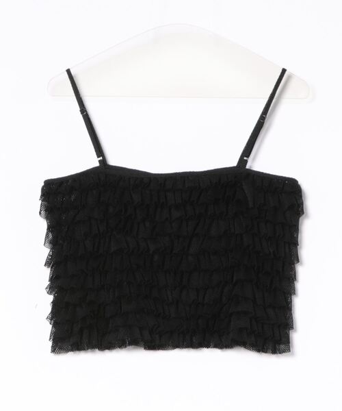 styling/(スタイリング)の「メッシュフリルビスチェ(キャミソール・レディース・ピンク/ホワイト/ブラック・FREE)」の4枚目の写真