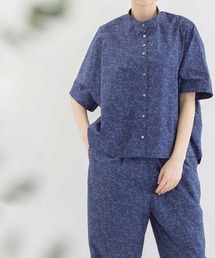 Cielダークフラワープリント5分袖シャツ