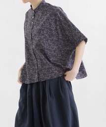 Cielダークフラワープリント5分袖シャツ