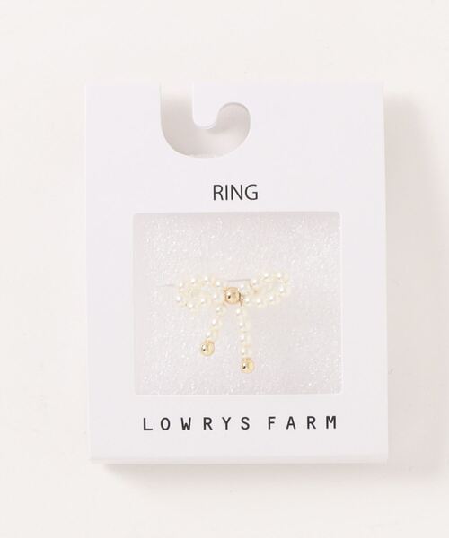 LOWRYS FARM(ローリーズファーム)の「ボールチェーンリボンリング 117854(リング・レディース・アイボリー/シルバー/ゴールド・FREE)」の2枚目の写真