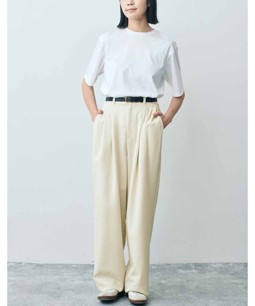 THREE FIFTY STANDARD(スリーフィフティースタンダード)の「THREE FIFTY STANDARD シルケット加工をほどこしたベーシックシルエットのTシャツ(Tシャツ/カットソー・レディース・ホワイト/ピンク/ブラック・MEDIUM/LARGE/X-LARGE/XX-LARGE)」の5枚目の写真