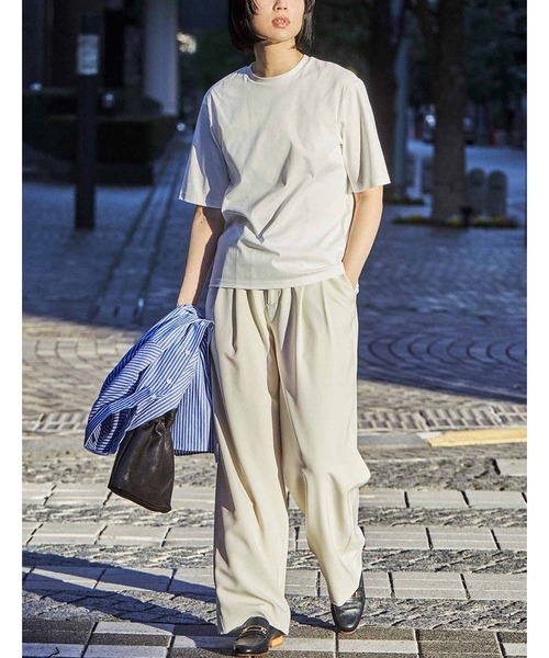 THREE FIFTY STANDARD(スリーフィフティースタンダード)の「THREE FIFTY STANDARD シルケット加工をほどこしたベーシックシルエットのTシャツ(Tシャツ/カットソー・レディース・ホワイト/ピンク/ブラック・MEDIUM/LARGE/X-LARGE/XX-LARGE)」の4枚目の写真