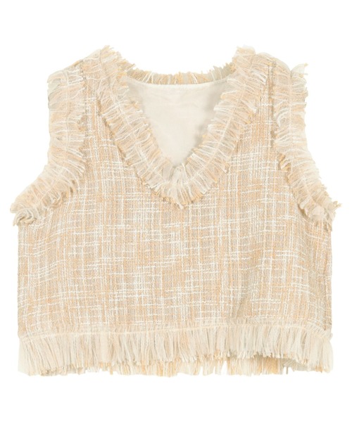 KOBE LETTUCE（コウベレタス）の「チュールフリンジツイードジレ（ベスト・レディース・ブルー/ブラック/ベージュ・M）」の12枚目の写真