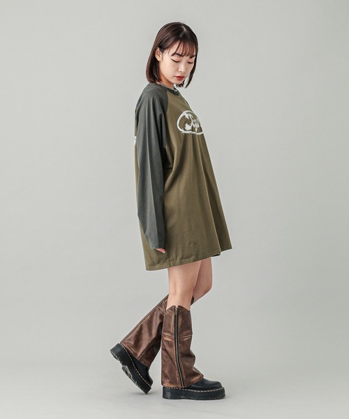 X-girl（エックスガール）の「METAL LOGO B/B BIG TEE DRESS