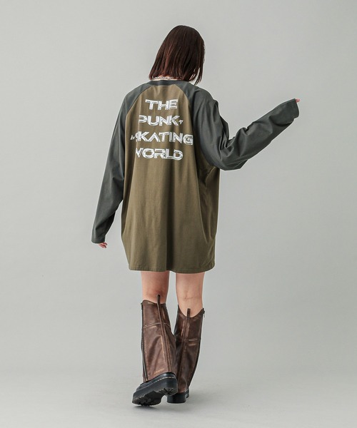 X-girl（エックスガール）の「METAL LOGO B/B BIG TEE DRESS