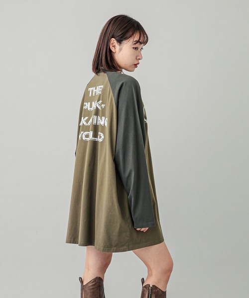 X-girl（エックスガール）の「METAL LOGO B/B BIG TEE DRESS