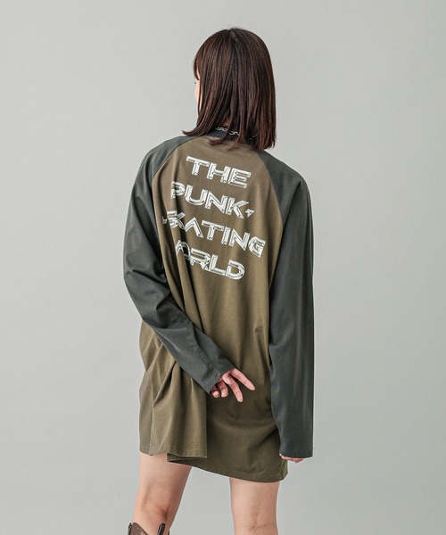 X-girl（エックスガール）の「METAL LOGO B/B BIG TEE DRESS（ワンピース・レディース・オリーブ/ホワイト/チャコール・S/M）」の10枚目の写真