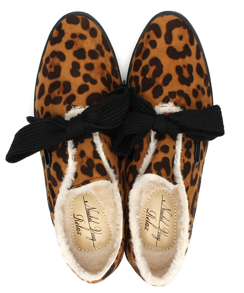 Noubel Voug Relax（ヌーベルヴォーグリラックス）の「Noubel Voug Relax(ヌーベル　ヴォーグ　リラックス）/ビッグリボン　ファー付きスニーカー（スニーカー・レディース・グレー/ブラック/ブルー/レオパード/キャメル/ピンク・M/S/L/LL）」の15枚目の写真