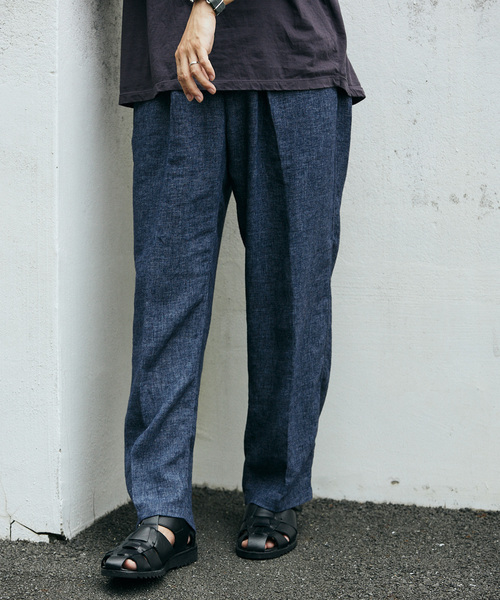 JOURNAL STANDARD relume（ジャーナルスタンダード　レリューム）の「European Flax / ヨーロピアンフラックス リネン1タックスラックス（その他パンツ・メンズ・コバルトブルー/ベージュ系その他/ブラック・MEDIUM/LARGE）」の8枚目の写真
