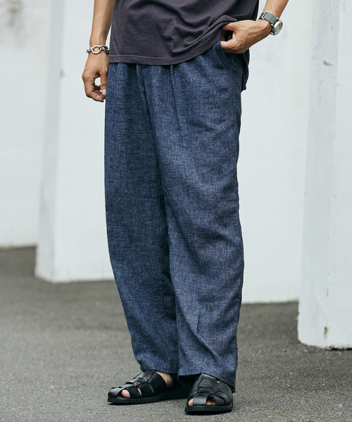 JOURNAL STANDARD relume（ジャーナルスタンダード　レリューム）の「European Flax / ヨーロピアンフラックス リネン1タックスラックス（その他パンツ・メンズ・コバルトブルー/ベージュ系その他/ブラック・MEDIUM/LARGE）」の10枚目の写真