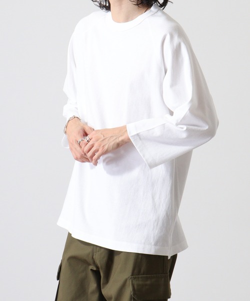 CROSS & STITCH(クロスステッチ)の「CROSS & STITCH 6.2オンス オープンエンド リラックスフィット ラグランTシャツ(Tシャツ/カットソー・メンズ・ネイビー/ブラック/ホワイト/ストーン・S/M/L/XXL/XL)」の6枚目の写真