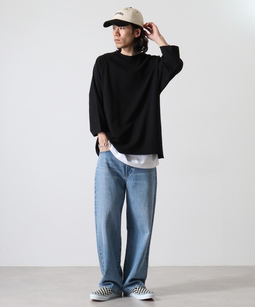 CROSS & STITCH(クロスステッチ)の「CROSS & STITCH 6.2オンス オープンエンド リラックスフィット ラグランTシャツ(Tシャツ/カットソー・メンズ・ネイビー/ブラック/ホワイト/ストーン・S/M/L/XXL/XL)」の14枚目の写真