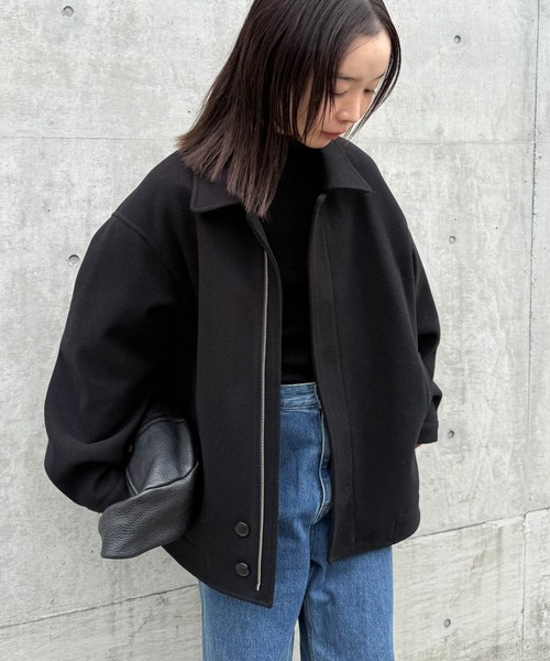 美品✨️モラビト　ブルゾン　フード　ダブルジッパー　ブラック　38 OLUPIC（オルピック）の「OLUPIC/【WEB限定】フェイクファーBIGフード