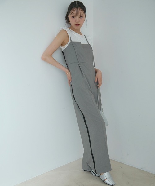 VIS（ビス）の「サイドラインオールインワン（つなぎ/オールインワン・レディース・ブラック/グレー/オフホワイト・FREE）」の3枚目の写真