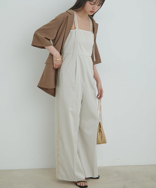 VIS（ビス）の「サイドラインオールインワン（つなぎ/オールインワン・レディース・ブラック/グレー/オフホワイト・FREE）」の10枚目の写真