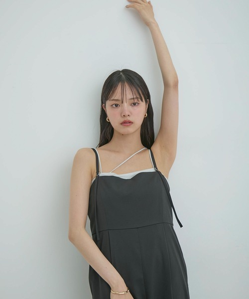 VIS（ビス）の「サイドラインオールインワン（つなぎ/オールインワン・レディース・ブラック/グレー/オフホワイト・FREE）」の6枚目の写真