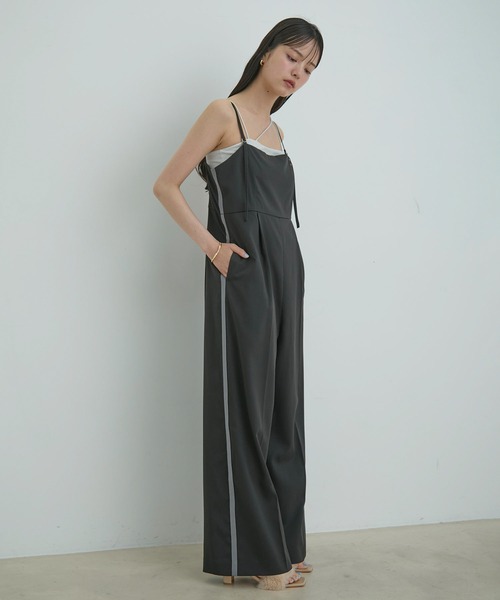 VIS（ビス）の「サイドラインオールインワン（つなぎ/オールインワン・レディース・ブラック/グレー/オフホワイト・FREE）」の5枚目の写真