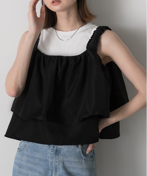 ad thie(アドティエ)の「シャーリングキャミソール ボリュームビスチェ(キャミソール・レディース・ブラック/ライトカーキ・FREE)」の17枚目の写真