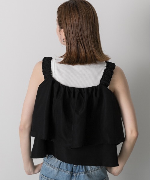 ad thie(アドティエ)の「シャーリングキャミソール ボリュームビスチェ(キャミソール・レディース・ブラック/ライトカーキ・FREE)」の14枚目の写真