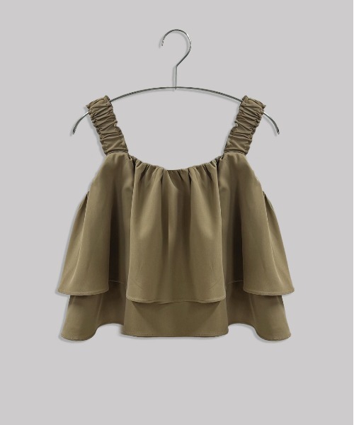 ad thie(アドティエ)の「シャーリングキャミソール ボリュームビスチェ(キャミソール・レディース・ブラック/ライトカーキ・FREE)」の3枚目の写真