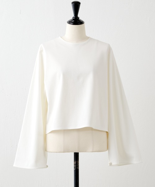 LIVETART(リヴェタート)の「《LIVETART》フレアスリーブトップス(Tシャツ/カットソー・レディース・ホワイト×ブラック/ホワイト・FREE)」の15枚目の写真